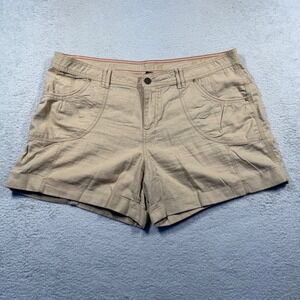 Y2K APT. 9 Modern‎ Linen Blend Khaki Shorts Cuffed Pockets Casual Women's 16